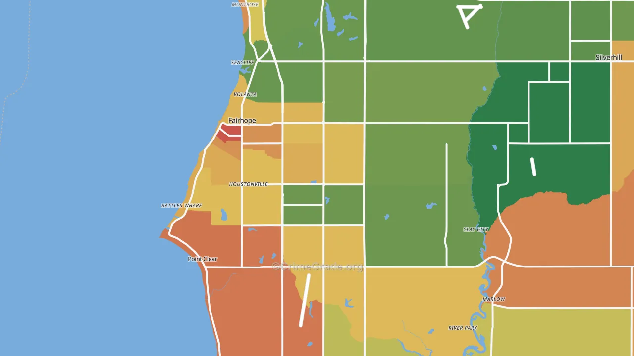 Fairhope, AL Map of Drug-Related Crime Rates