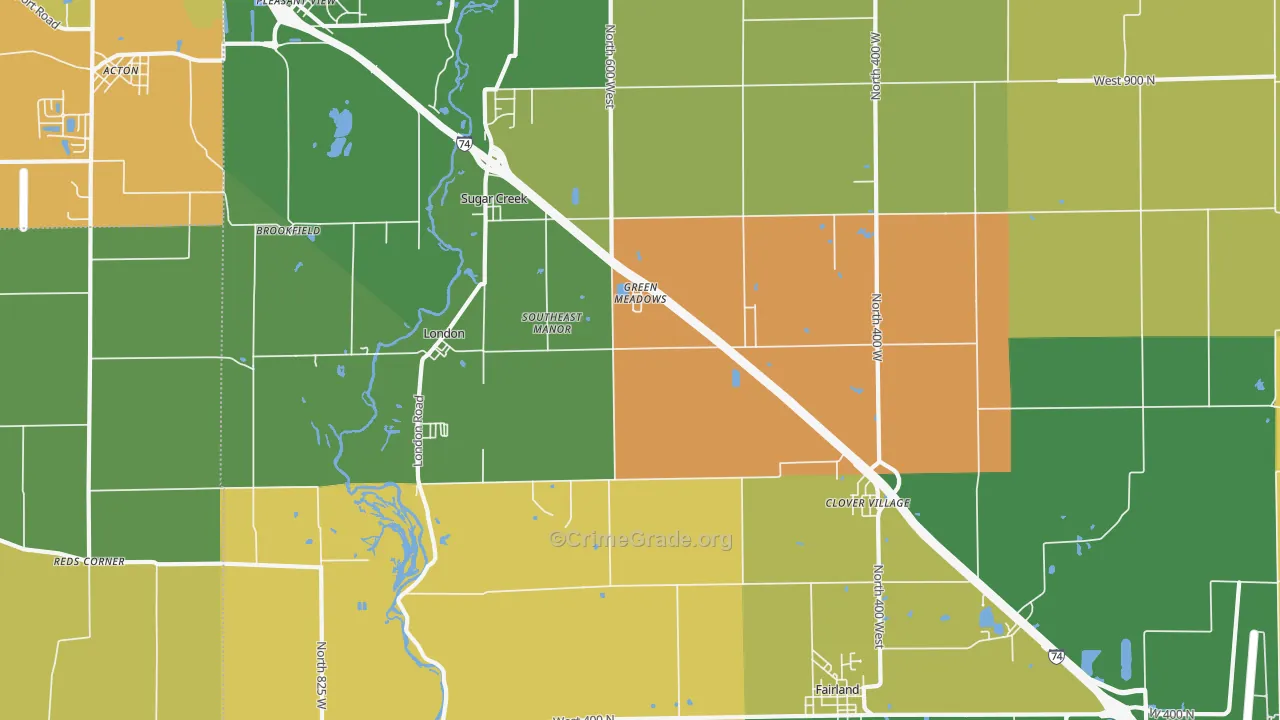 Fairland, IN Map of Drug-Related Crime Rates