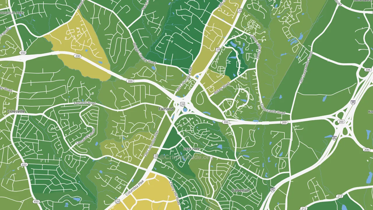 Fairland, MD Map of Drug-Related Crime Rates
