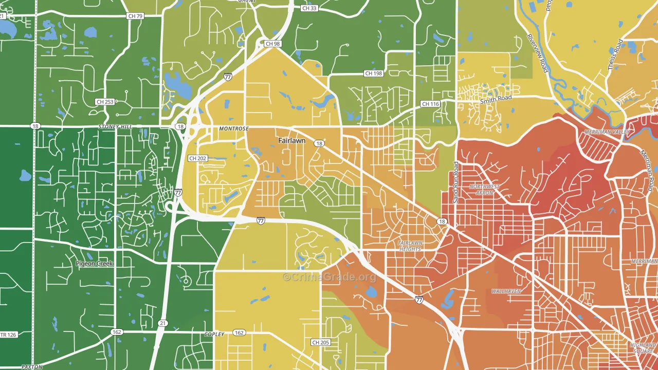 Fairlawn, OH Map of Drug-Related Crime Rates