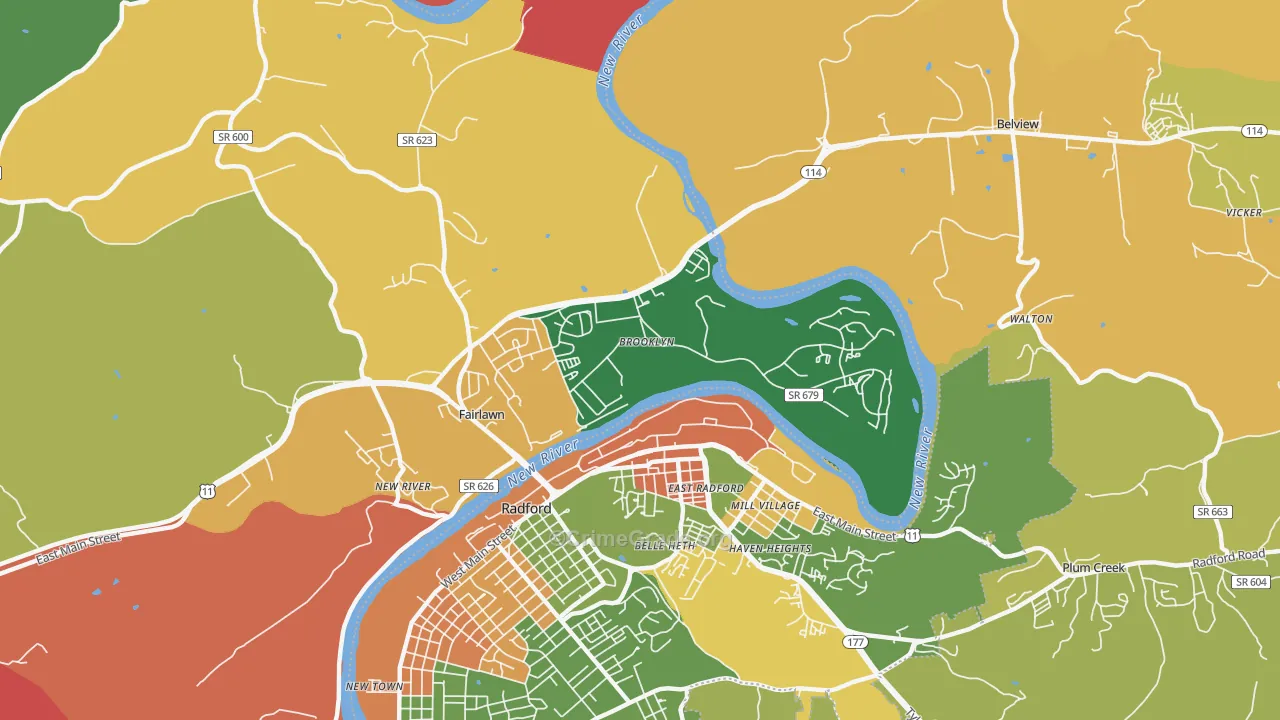 Fairlawn, VA Map of Drug-Related Crime Rates