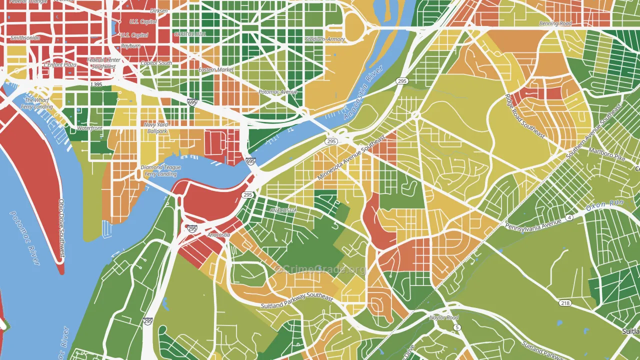 Fairlawn, Washington, DC Map of Drug-Related Crime Rates