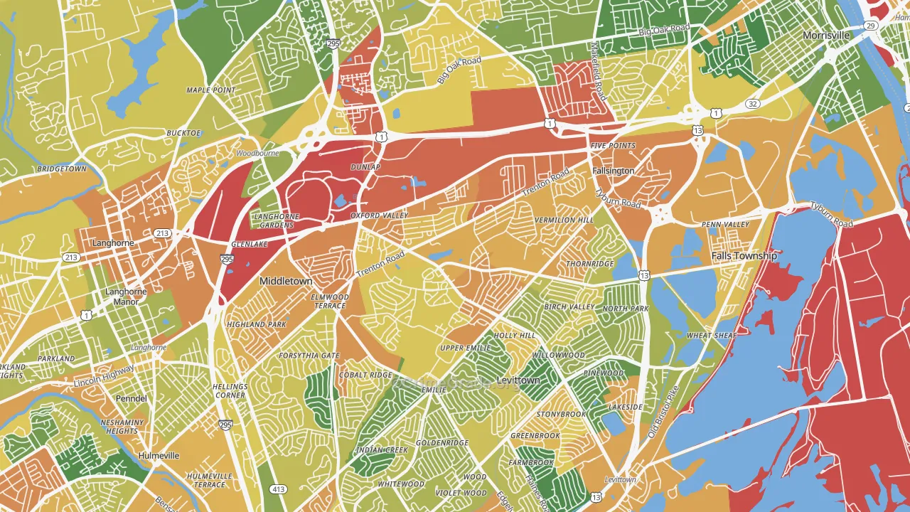 Fairless Hills, PA Map of Drug-Related Crime Rates