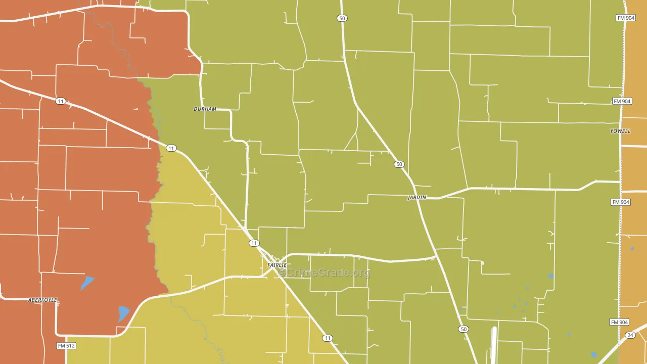 Fairlie, TX Map of Drug-Related Crime Rates