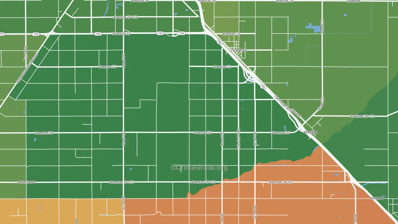 Fairmead, CA Map of Drug-Related Crime Rates