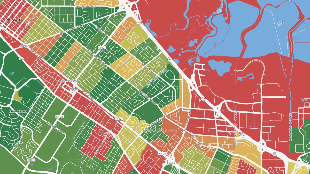 Fairmeadow, Palo Alto, CA Map of Drug-Related Crime Rates