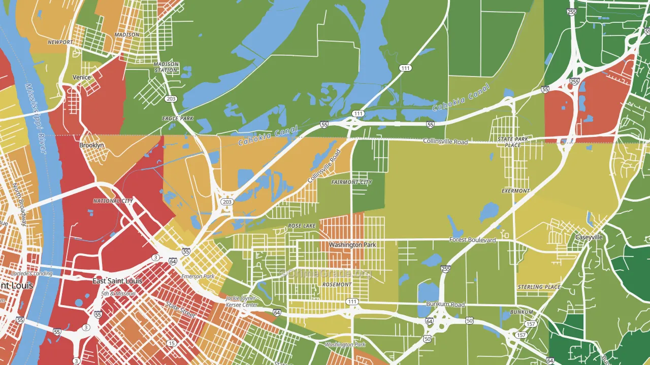 Fairmont City, IL Map of Drug-Related Crime Rates