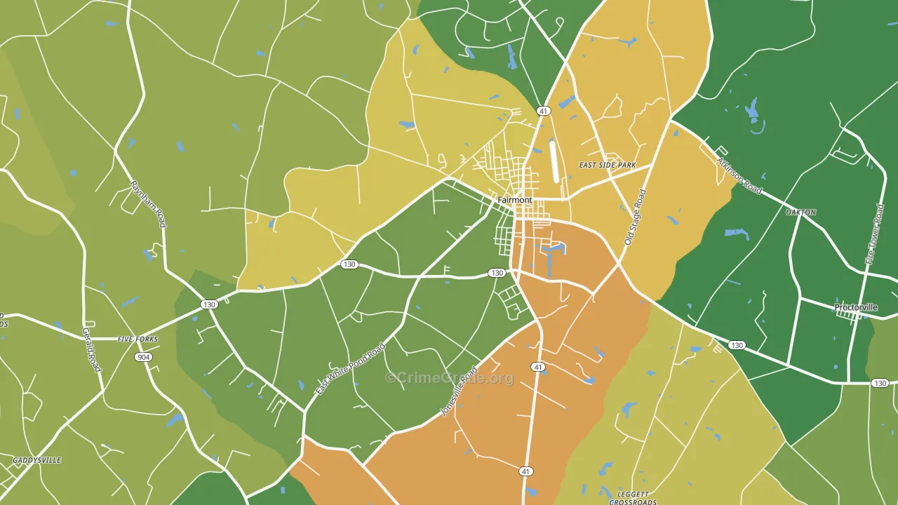 Fairmont, NC Map of Drug-Related Crime Rates