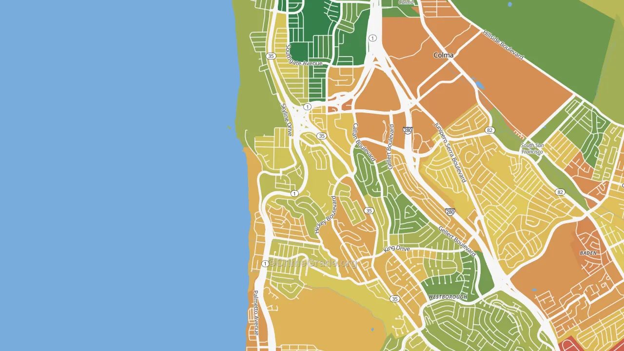 Fairmont, Pacifica, CA Map of Drug-Related Crime Rates