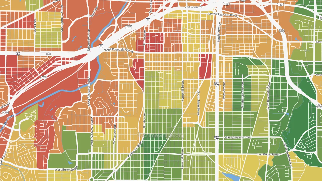 Fairmount, Fort Worth, TX Map of Drug-Related Crime Rates