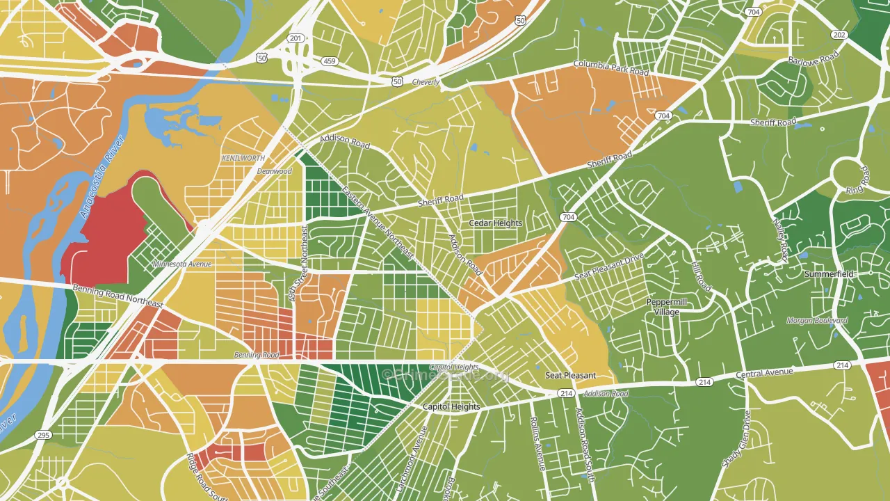 Fairmount Heights, MD Map of Drug-Related Crime Rates