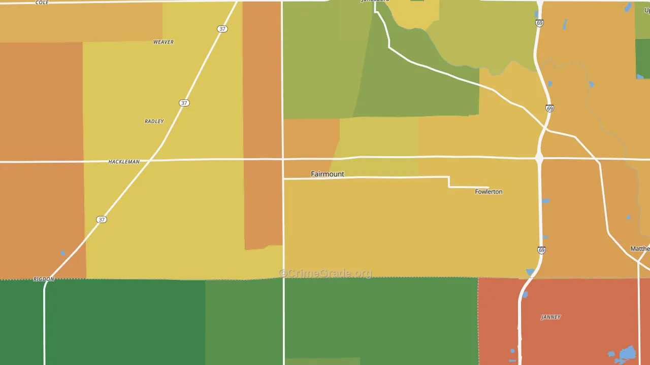 Fairmount, IN Map of Drug-Related Crime Rates