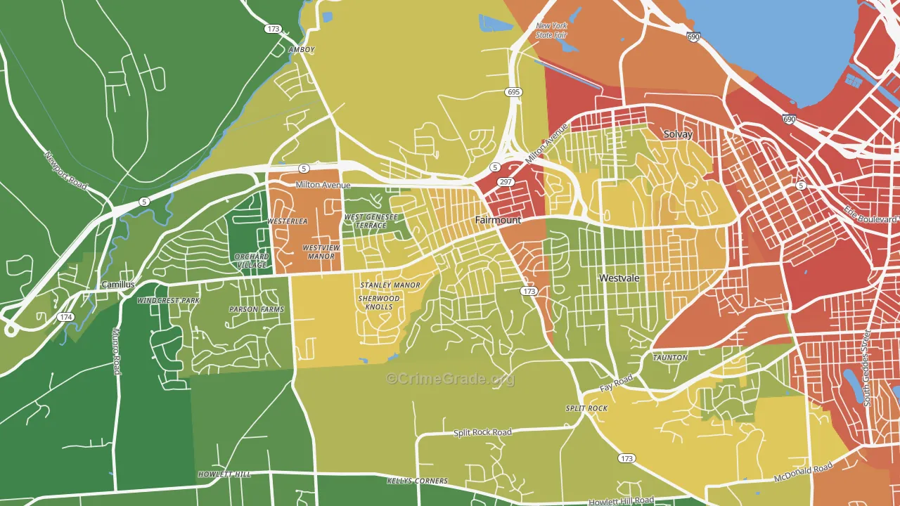 Fairmount, NY Map of Drug-Related Crime Rates