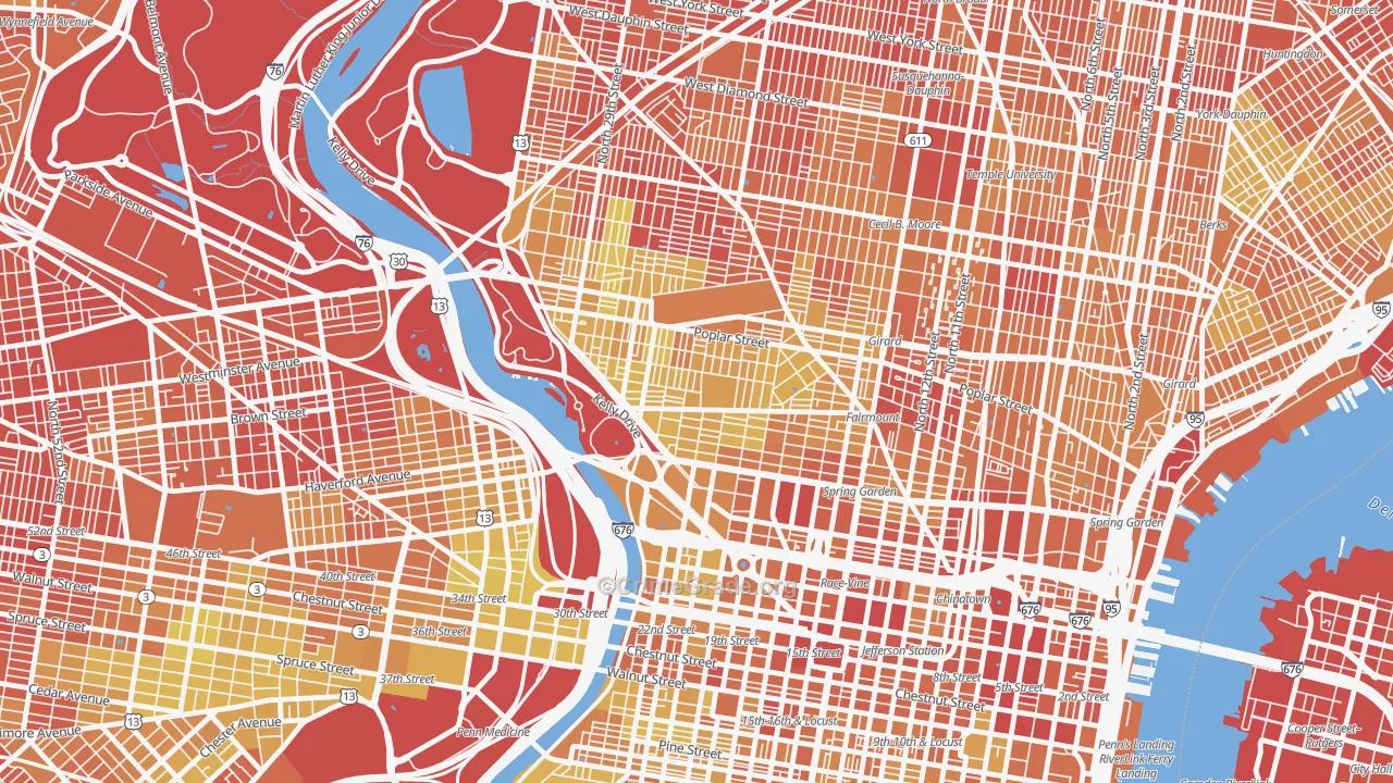 Fairmount, Philadelphia, PA Map of Drug-Related Crime Rates