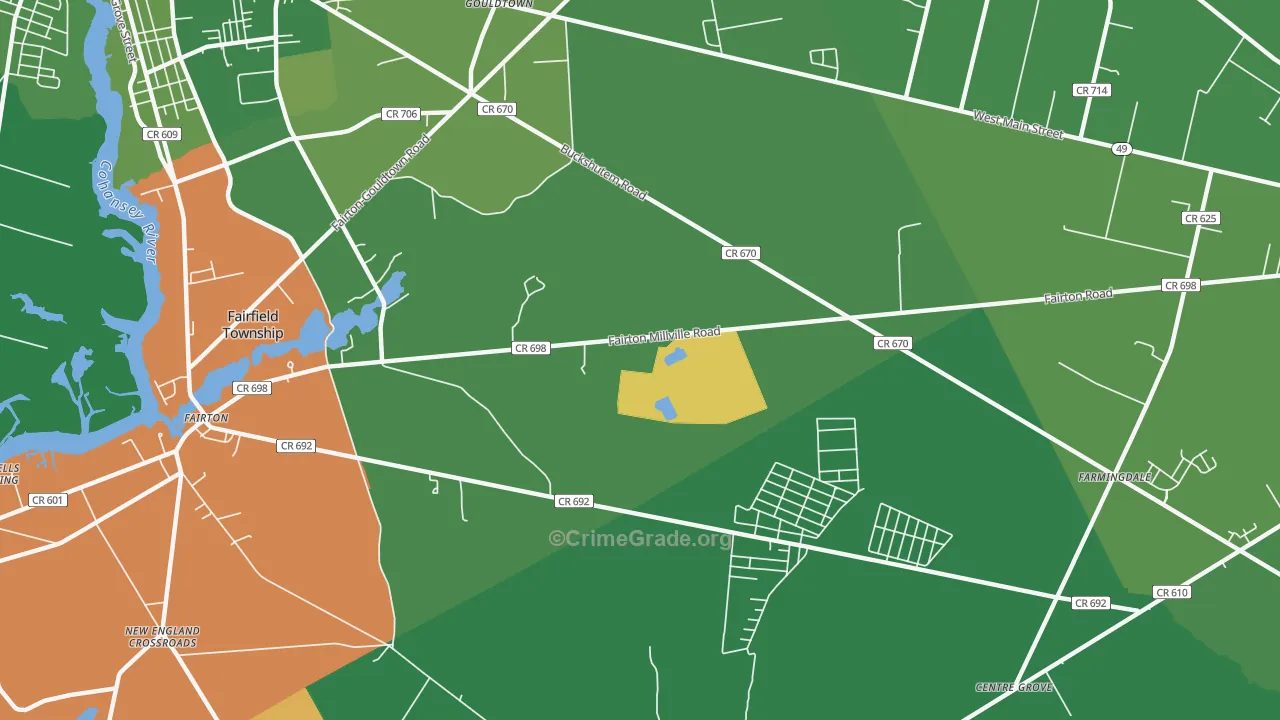 Fairton, NJ Map of Drug-Related Crime Rates