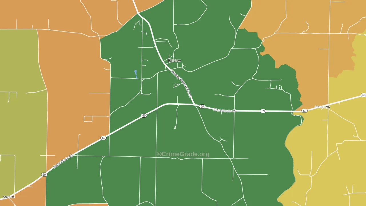 Fairview, AL Map of Drug-Related Crime Rates