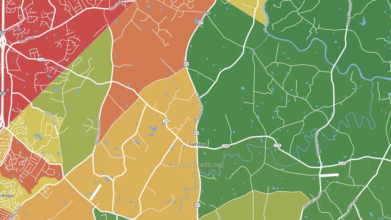 Fairview, Charlotte, NC Map of Drug-Related Crime Rates