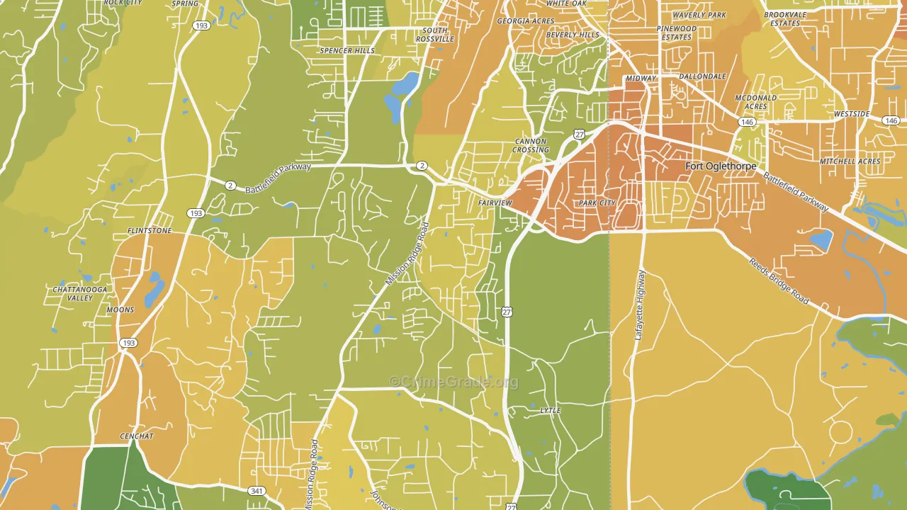 Fairview, GA Map of Drug-Related Crime Rates