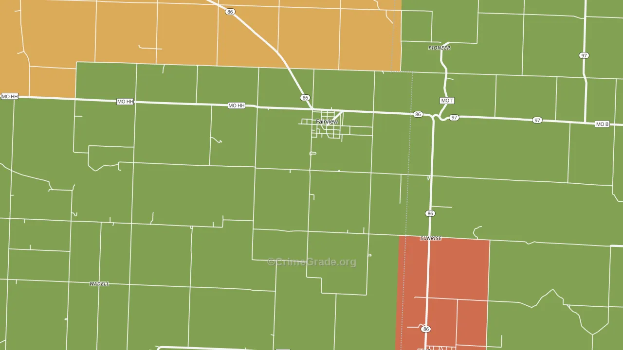 Fairview, MO Map of Drug-Related Crime Rates