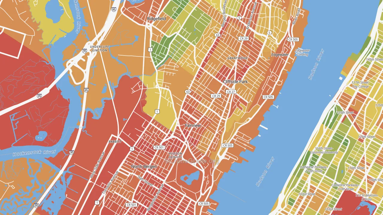 Fairview, NJ Map of Drug-Related Crime Rates