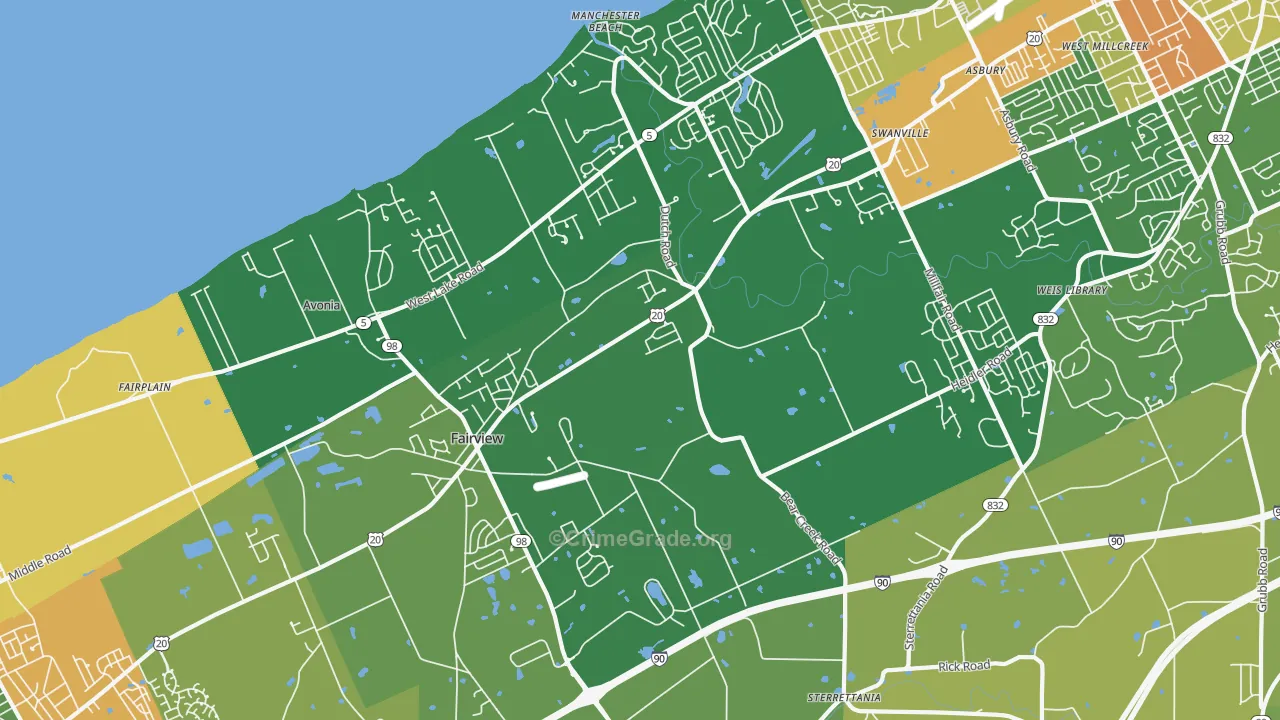 Fairview, PA Map of Drug-Related Crime Rates