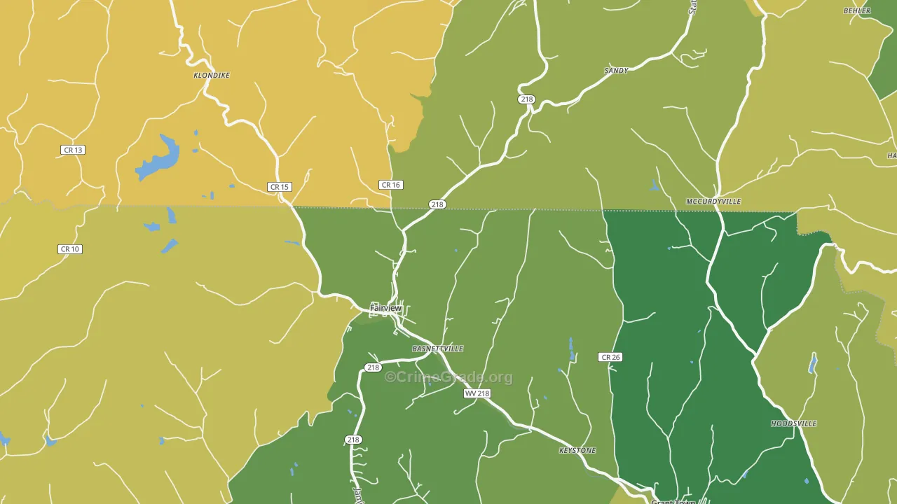 Fairview, WV Map of Drug-Related Crime Rates