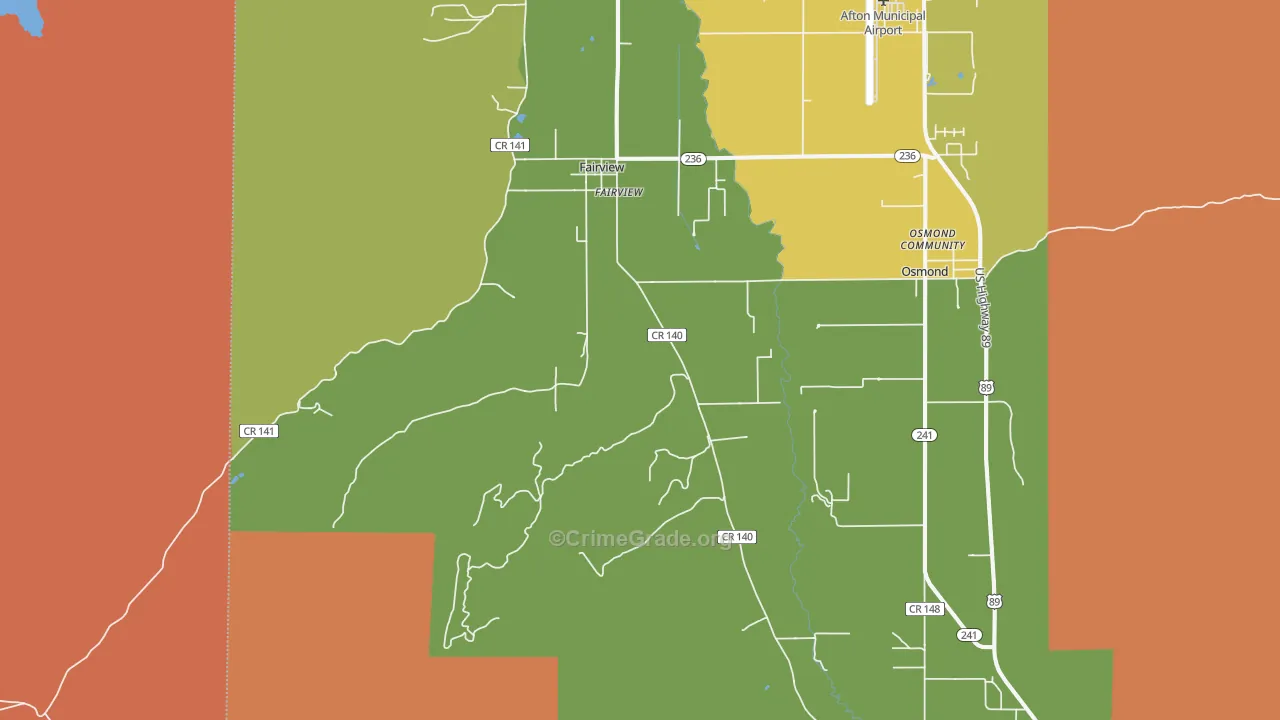 Fairview, WY Map of Drug-Related Crime Rates