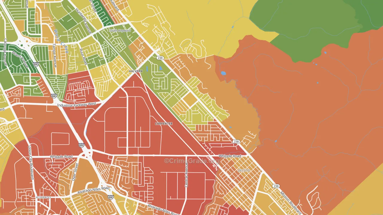Fairway Park, Hayward, CA Map of Drug-Related Crime Rates