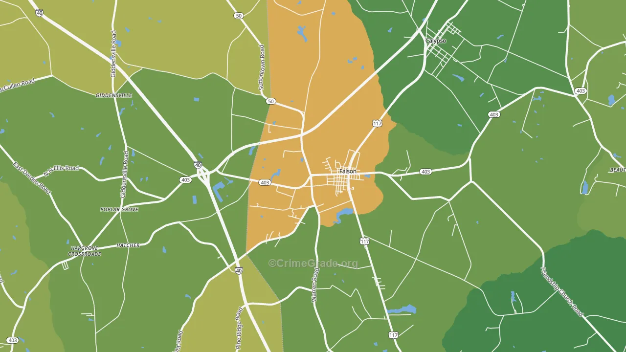 Faison, NC Map of Drug-Related Crime Rates