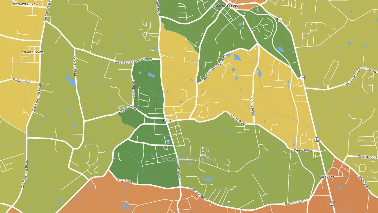 Faith, NC Map of Drug-Related Crime Rates