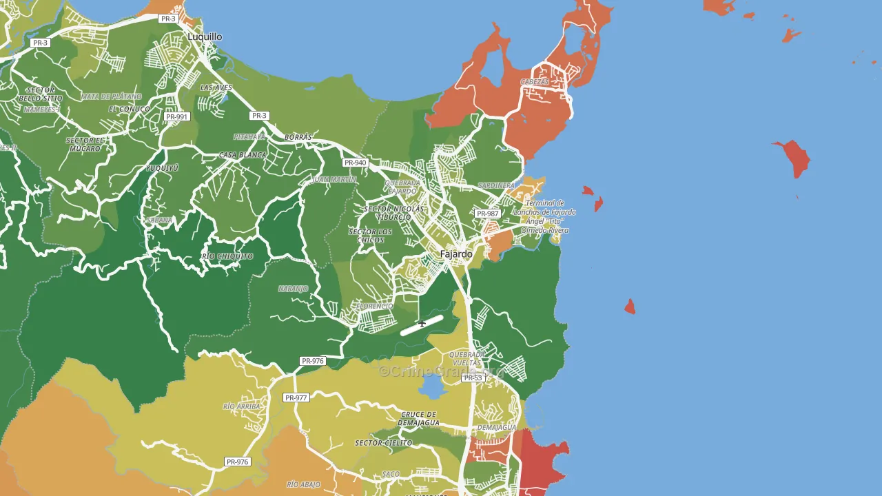 Fajardo Municipio, PR Map of Drug-Related Crime Rates