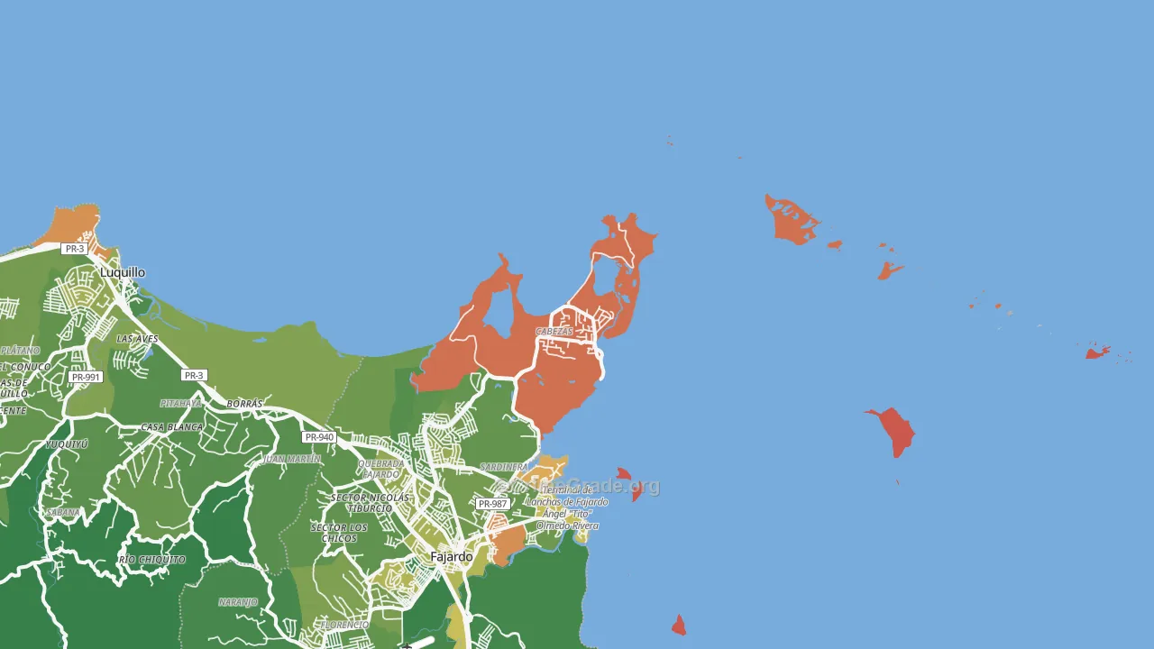 Fajardo, PR Map of Drug-Related Crime Rates