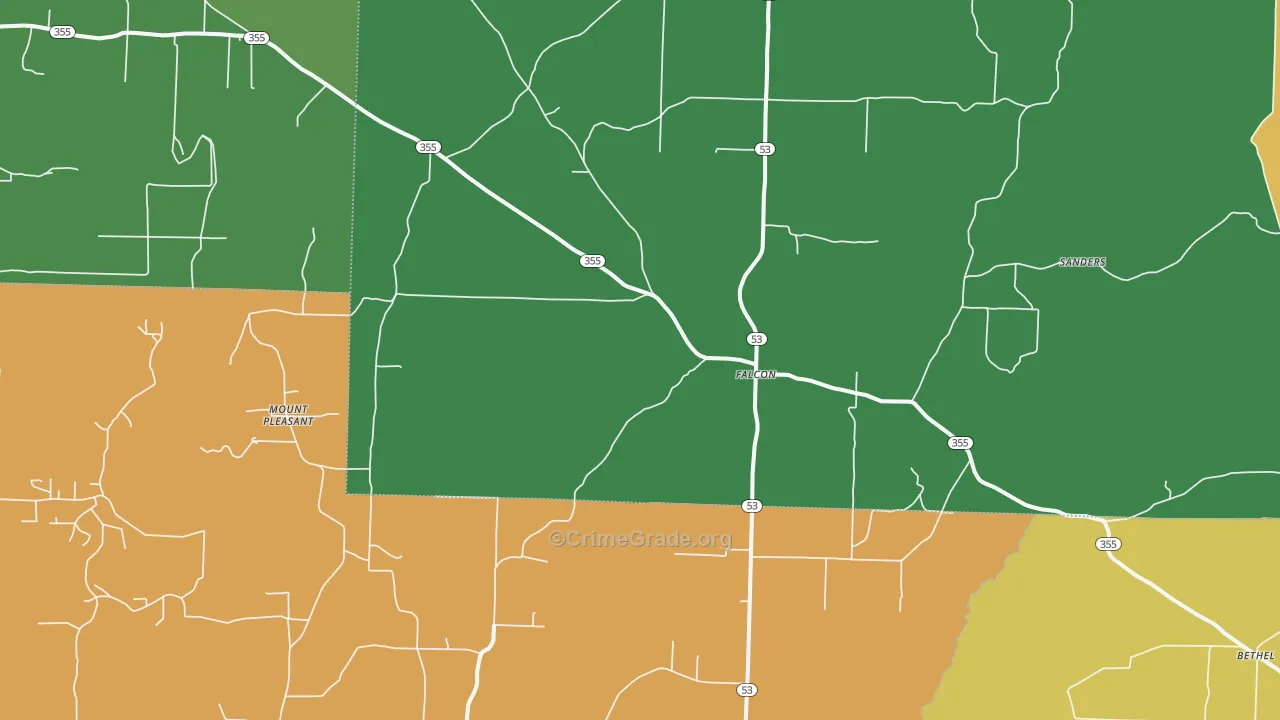 Falcon, AR Map of Drug-Related Crime Rates