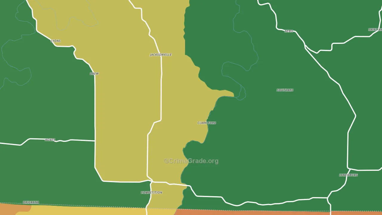 Falcon, MO Map of Drug-Related Crime Rates