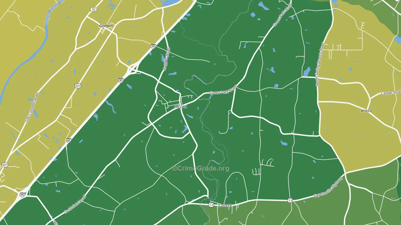 Falcon, NC Map of Drug-Related Crime Rates