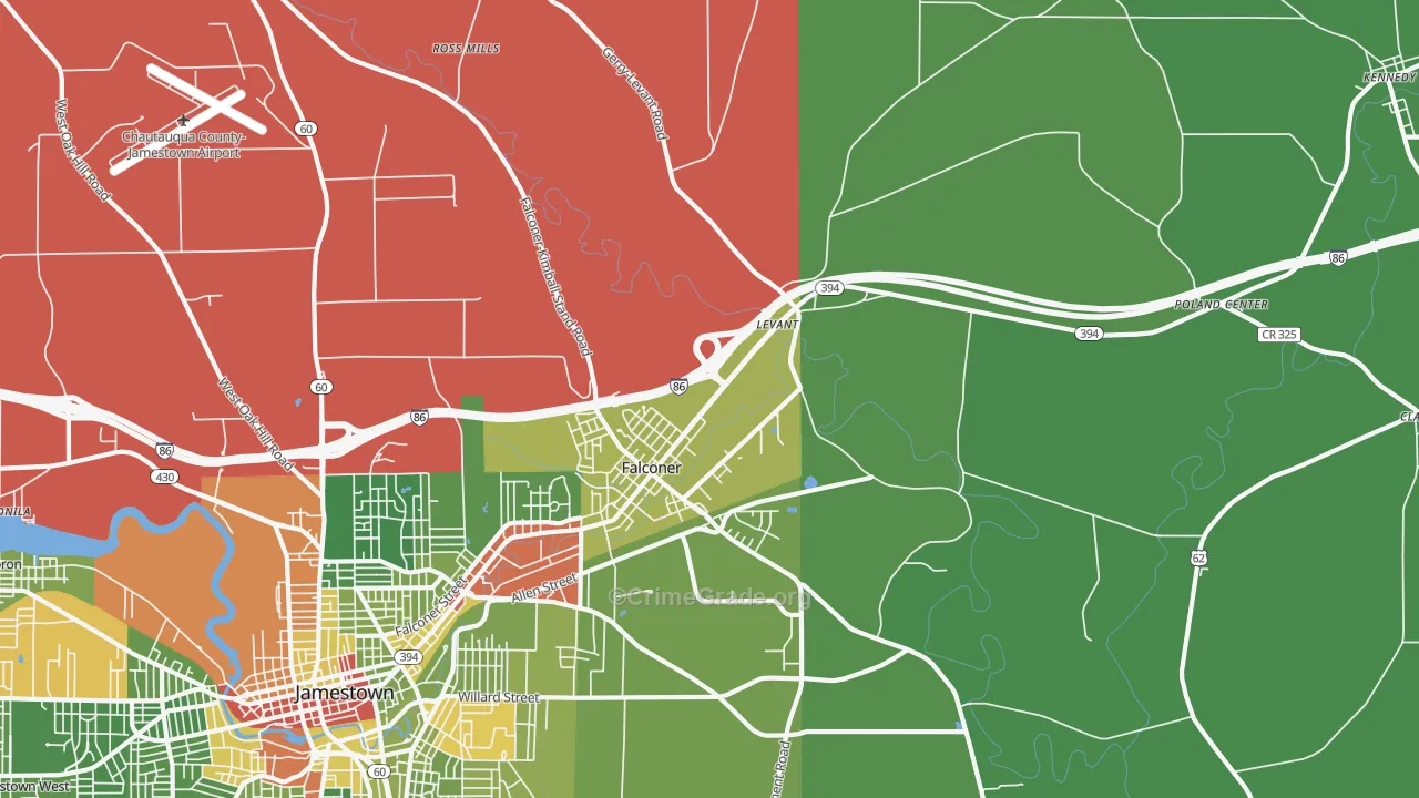 Falconer, NY Map of Drug-Related Crime Rates