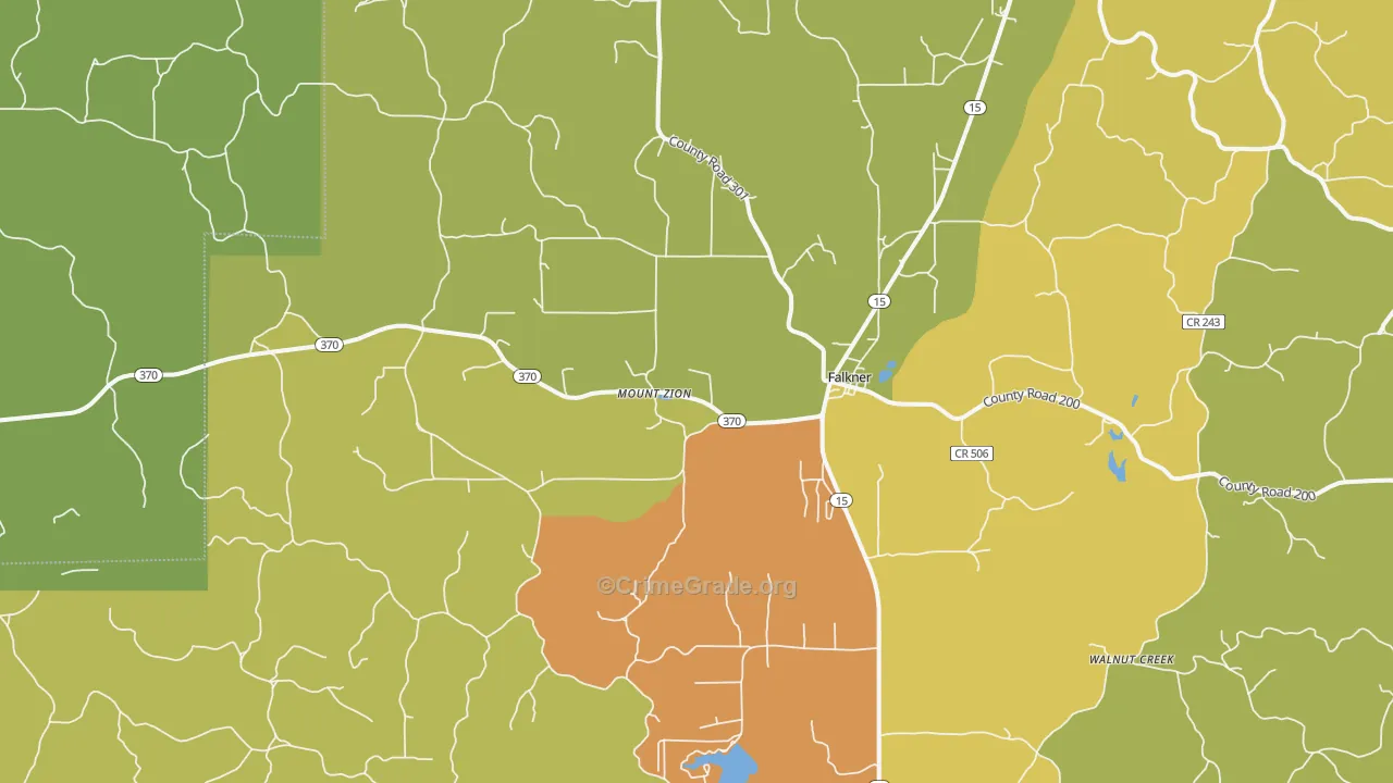 Falkner, MS Map of Drug-Related Crime Rates