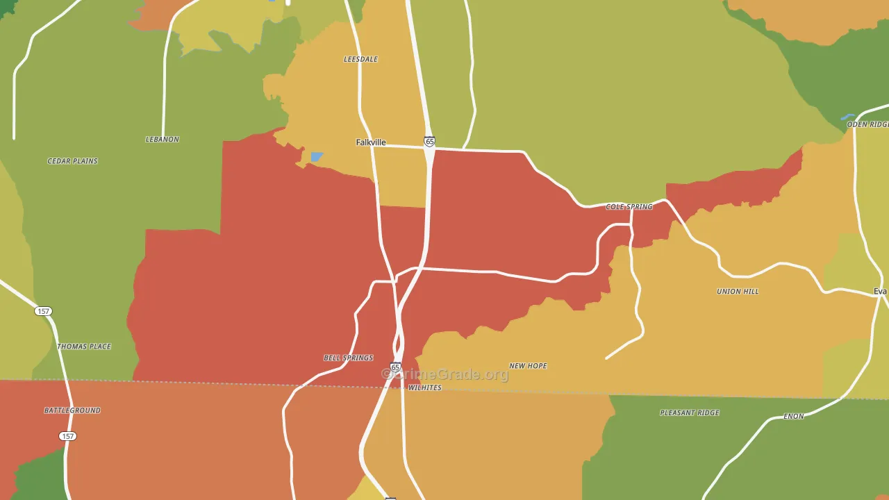 Falkville, AL Map of Drug-Related Crime Rates