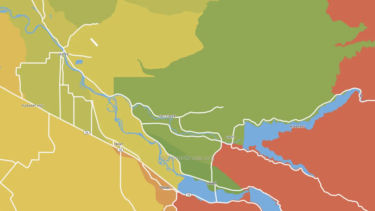 Fall Creek, OR Map of Drug-Related Crime Rates