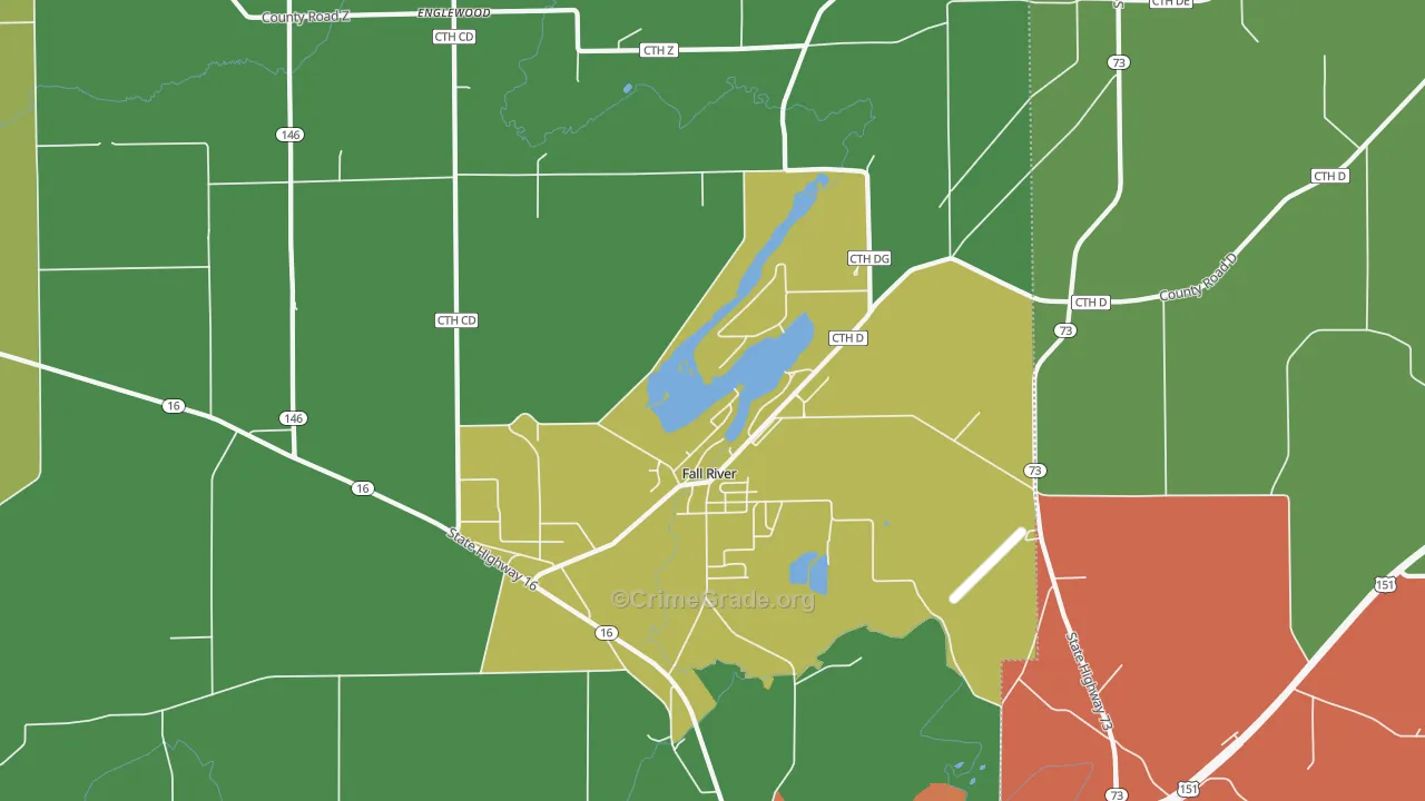 Fall River, WI Map of Drug-Related Crime Rates