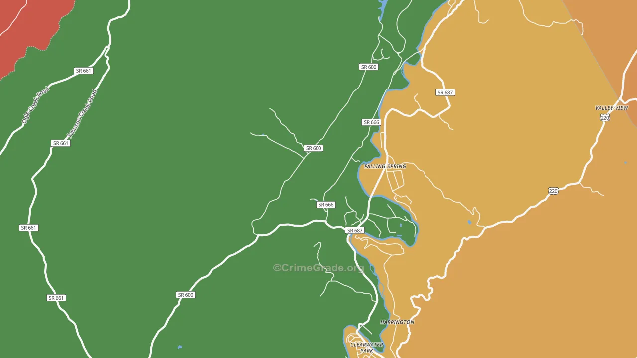 Falling Spring, VA Map of Drug-Related Crime Rates