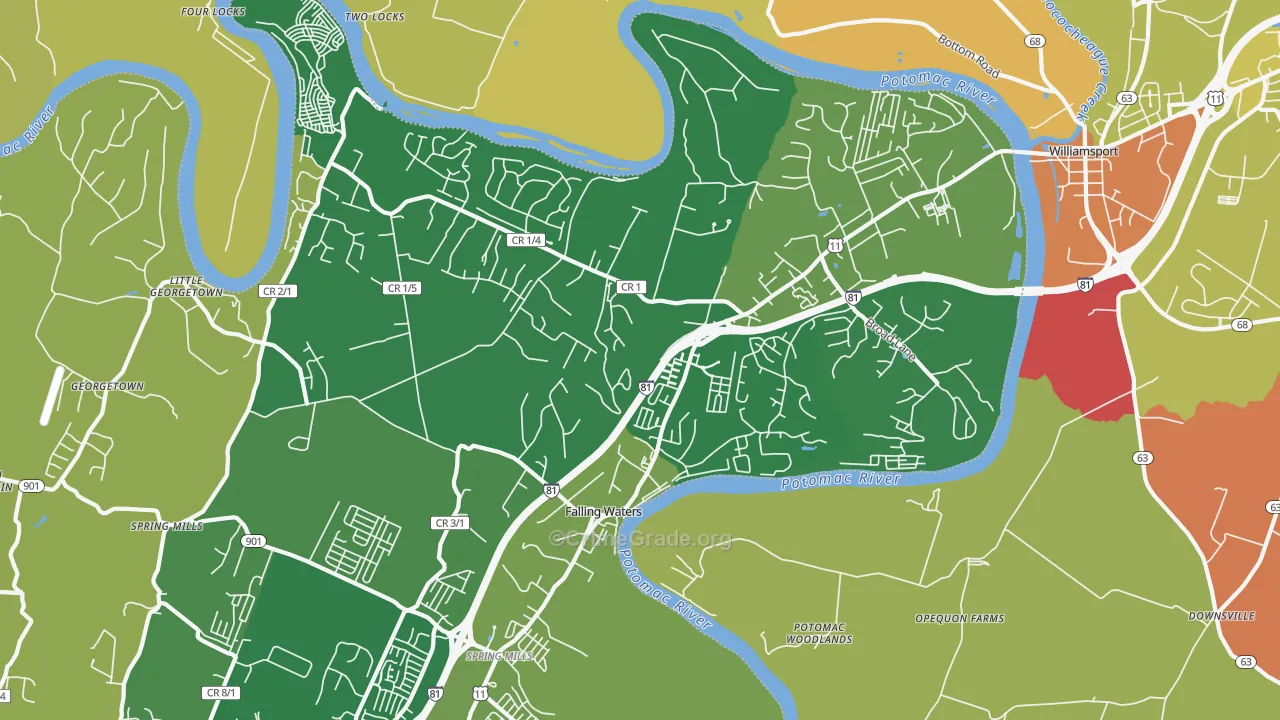 Falling Waters, WV Map of Drug-Related Crime Rates