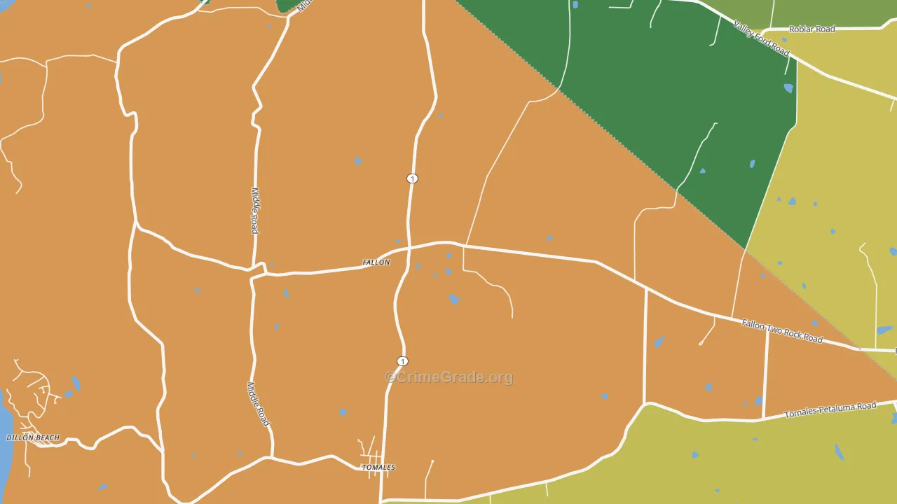 Fallon, CA Map of Drug-Related Crime Rates