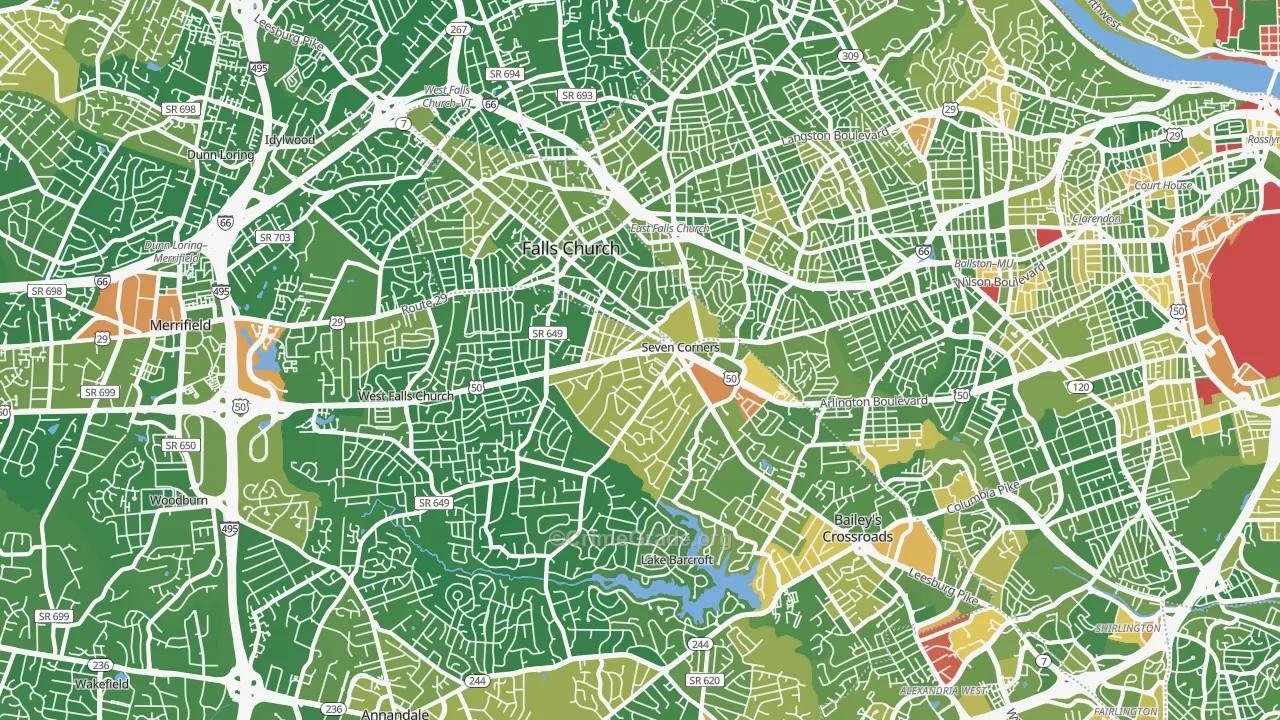 Falls Church, VA Map of Drug-Related Crime Rates