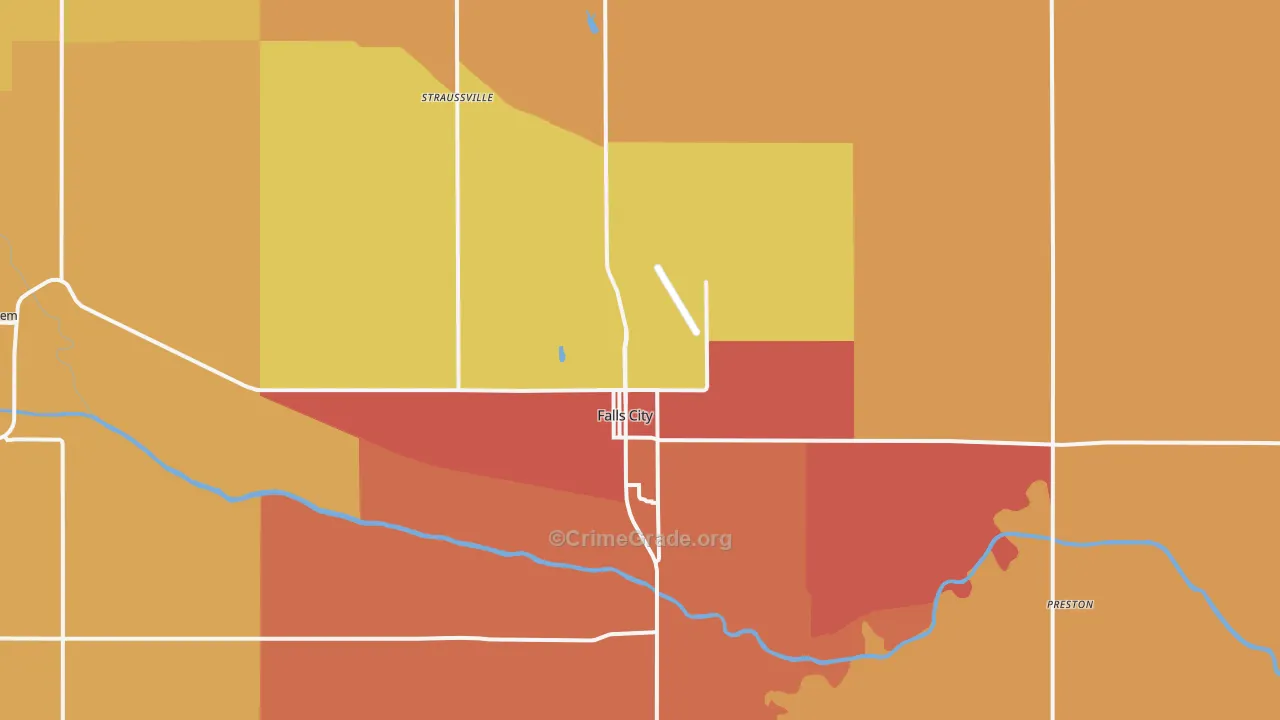 Falls City, NE Map of Drug-Related Crime Rates