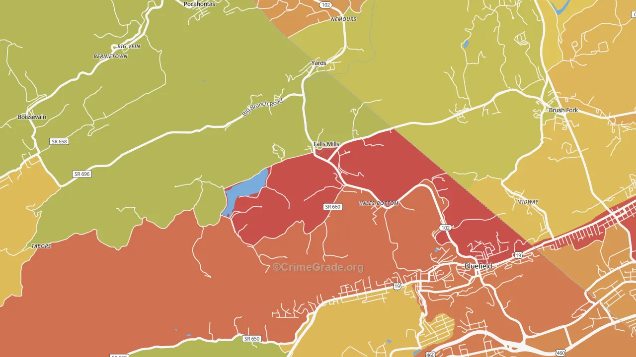 Falls Mills, VA Map of Drug-Related Crime Rates