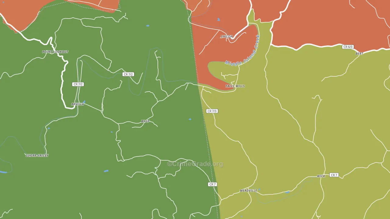 Falls Mills, WV Map of Drug-Related Crime Rates