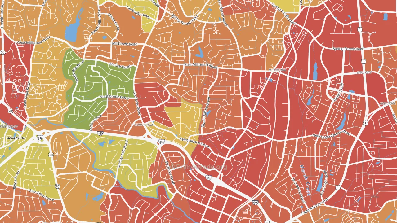 Falls of Neuse, Raleigh, NC Map of Drug-Related Crime Rates
