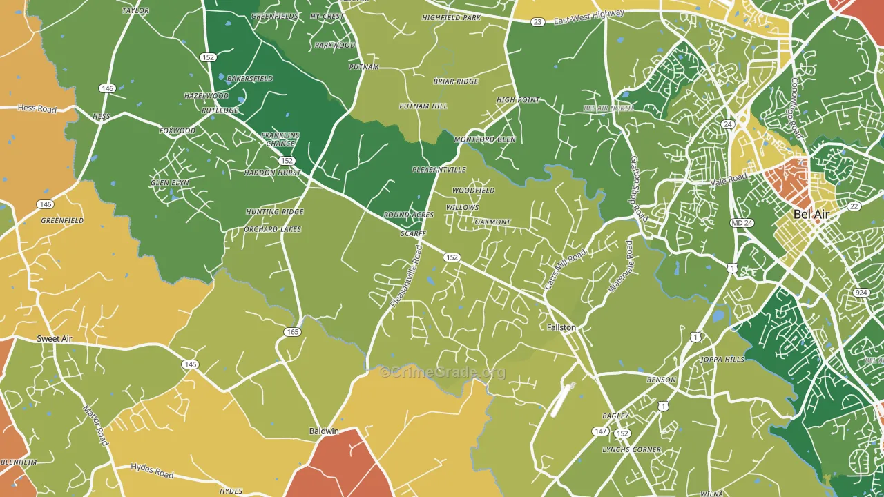 Fallston, MD Map of Drug-Related Crime Rates