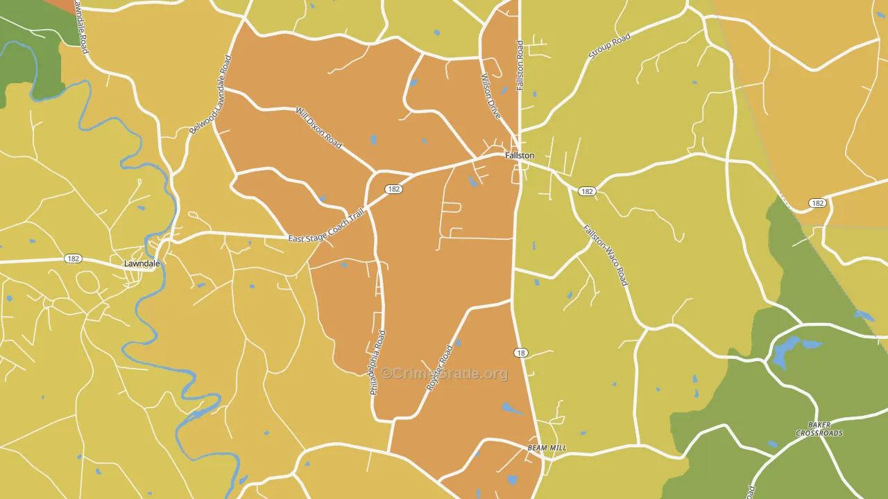 Fallston, NC Map of Drug-Related Crime Rates